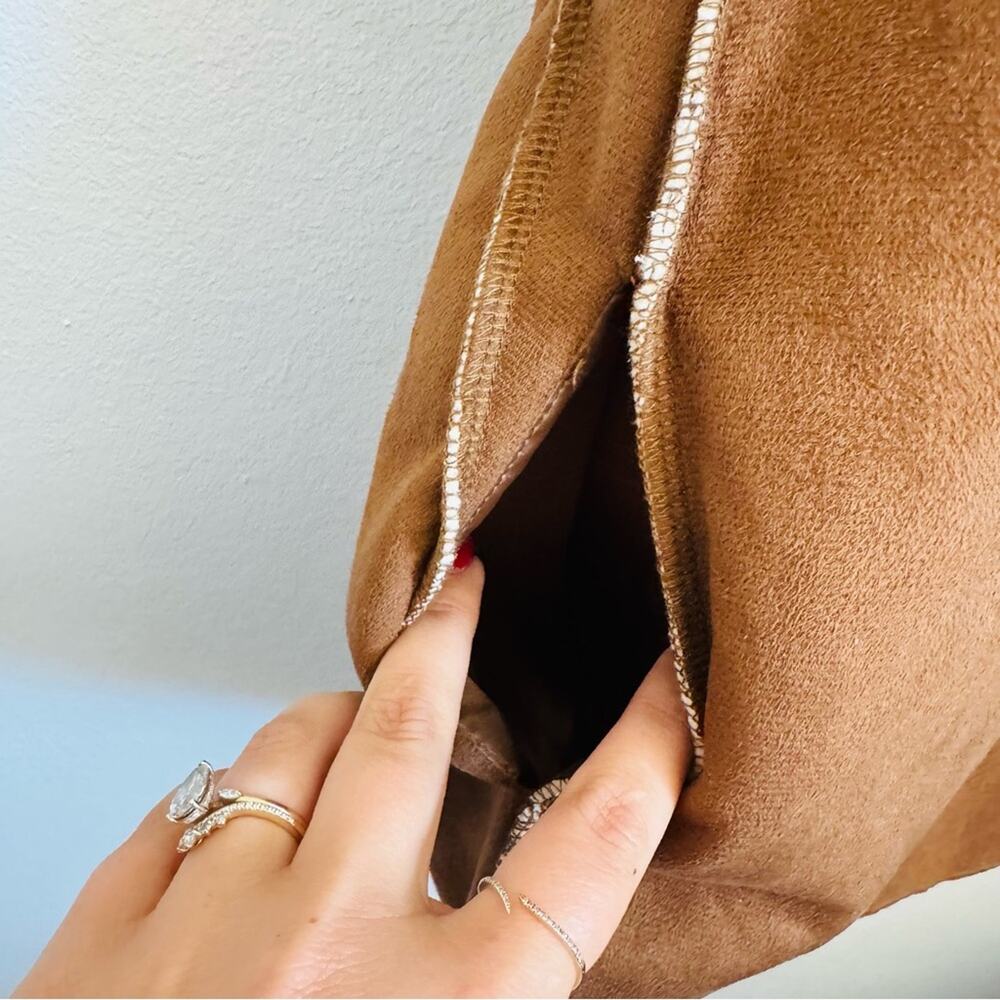 ANTHROPOLOGIE Brown Cream White Teddy Shearling $138 Open Vest Sleeveless Top M - Picture 7 of 16